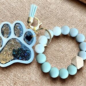 Grayish Blue Glitter Paw Key Holder
